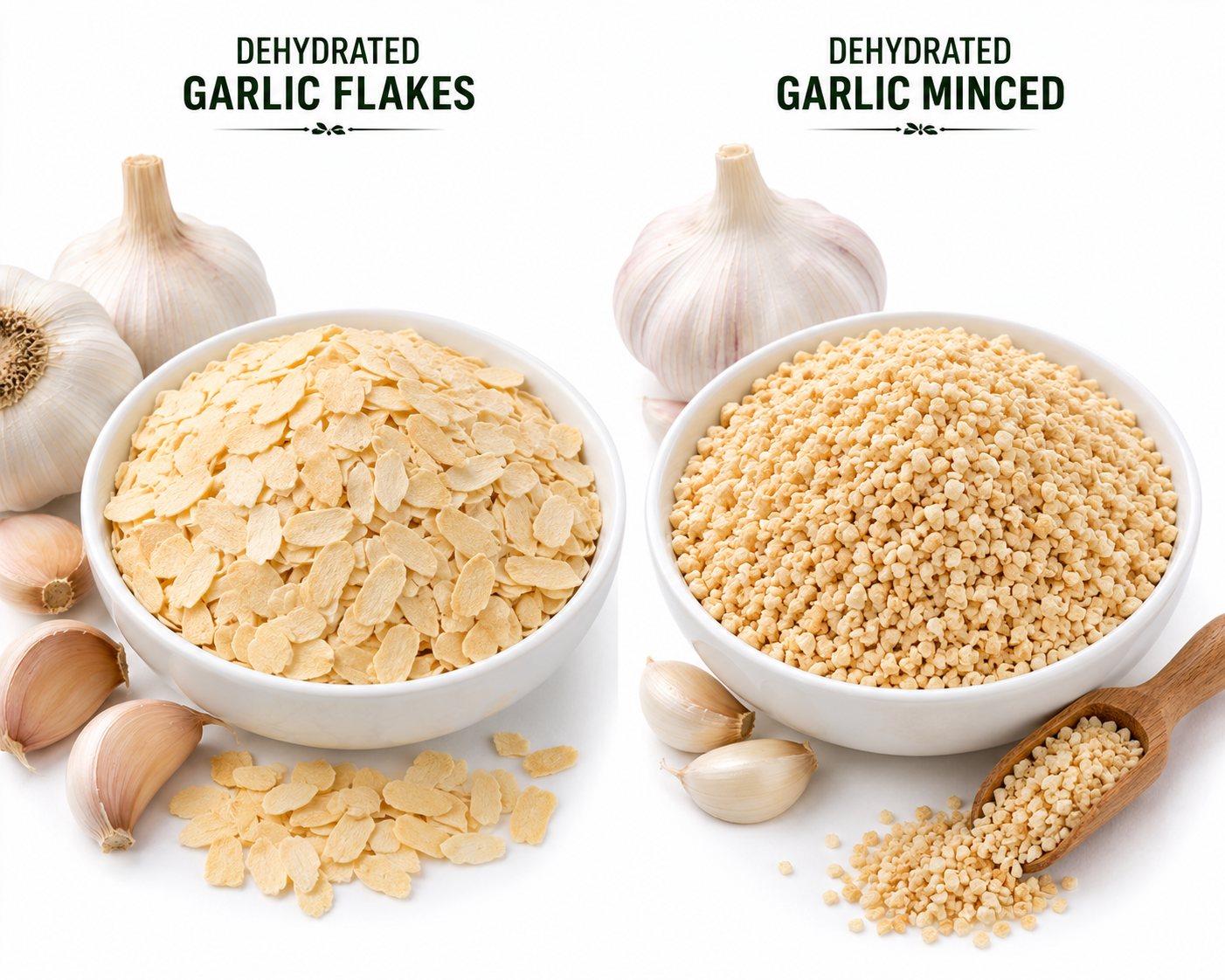 Garlic flakes and minced export product